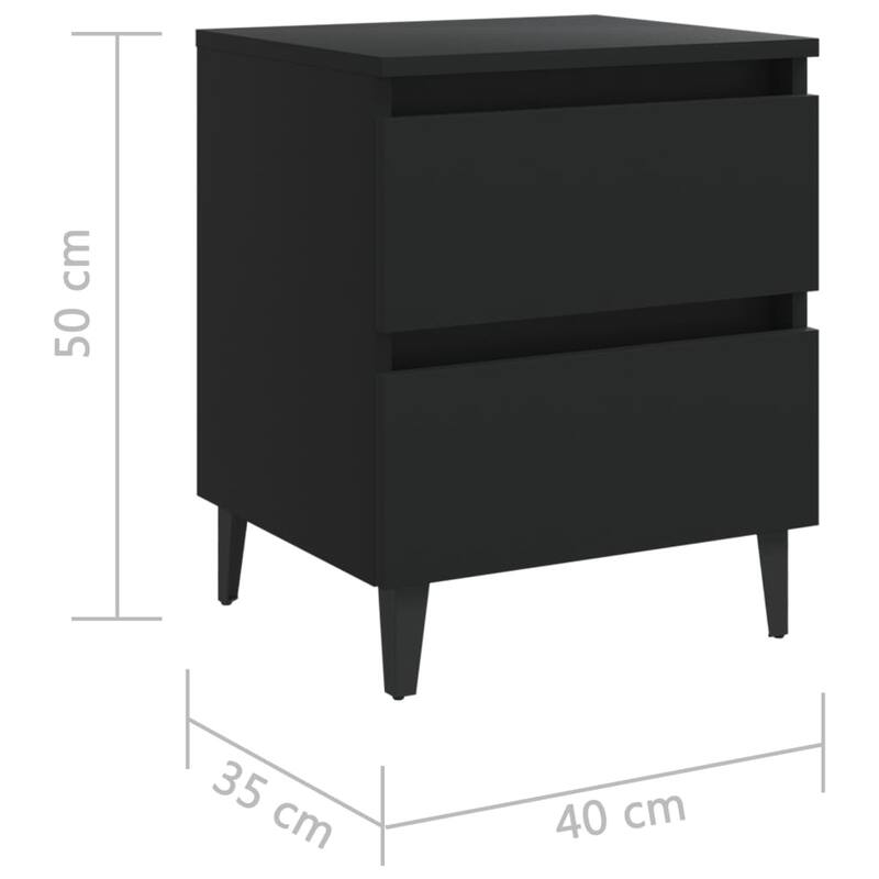 vidaXL Bed Cabinet Black Engineered wood, Metal Standard Bed Cabinet