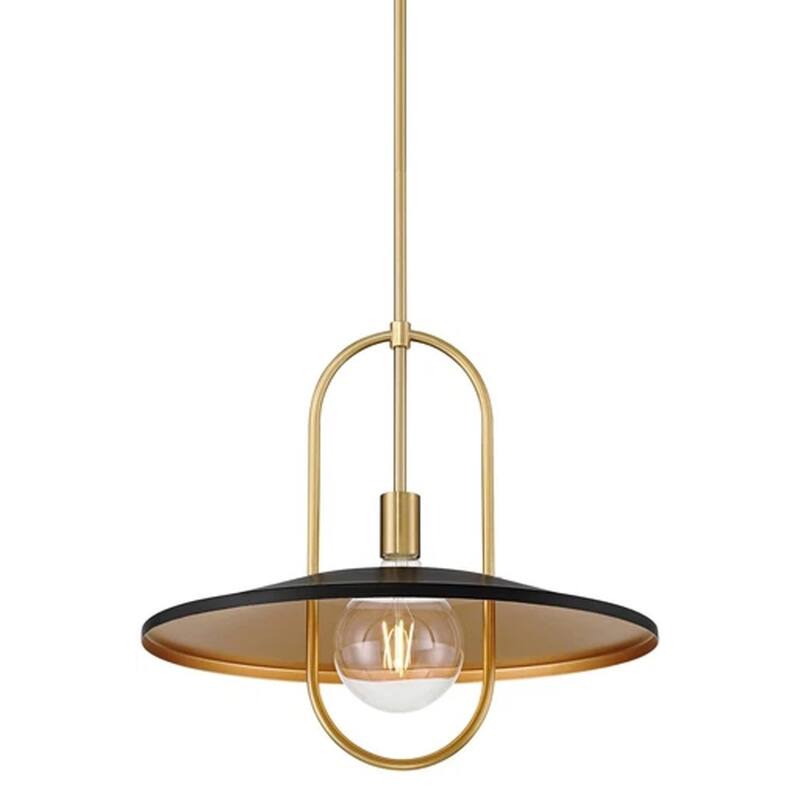 19" Wide Medium Black and Soft Gold LED Pendant Light - 19" x 17"