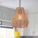 preview thumbnail 4 of 10, True Fine Bohemian Natural Jute Rope Island Mini Pendant Light with Black Hardware - 9.5 in.W - 9.5 in.W
