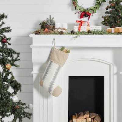 Grace Grain Sack Stripe Patch Stocking 12x20