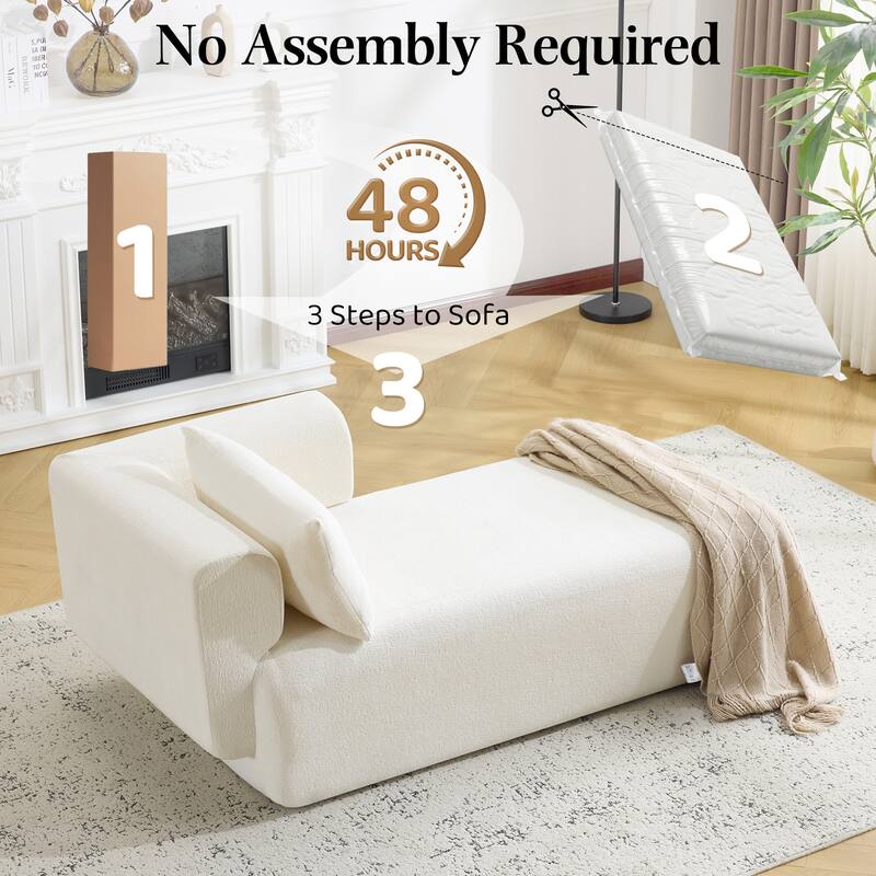 Bezseller Modern Chaise Lounge - Upholstered Sofa with Pillows for Bedroom & Living Room