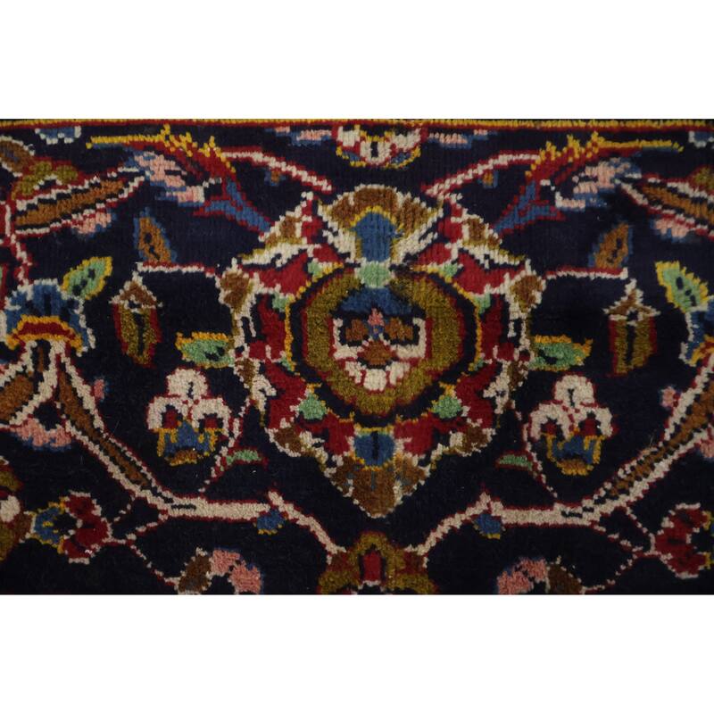Hand Knotted Oriental 100% Wool Carpet Traditional Floral Red Kashan Area Rug - 11' 1'' X 7' 11''