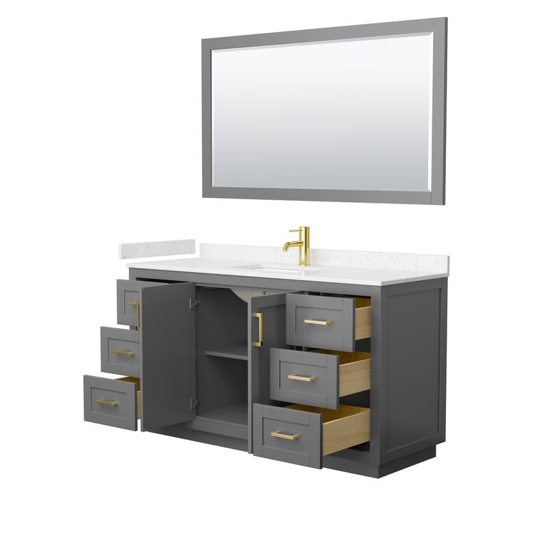 Miranda Bathroom Vanity Set, Cultured Marble Top, 58-Inch Mirror