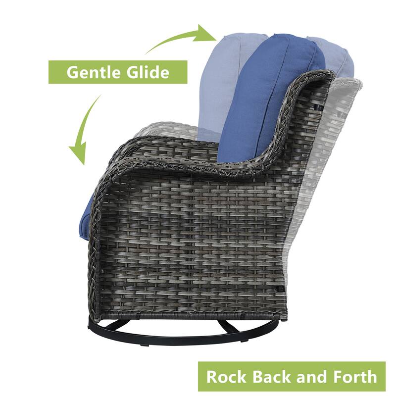 Pocassy Outdoor Wicker Glider Swivel Club Chairs (Set of 2)