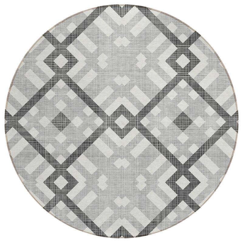 Machine Washable Indoor/ Outdoor Chantille Modern Trellis Rug