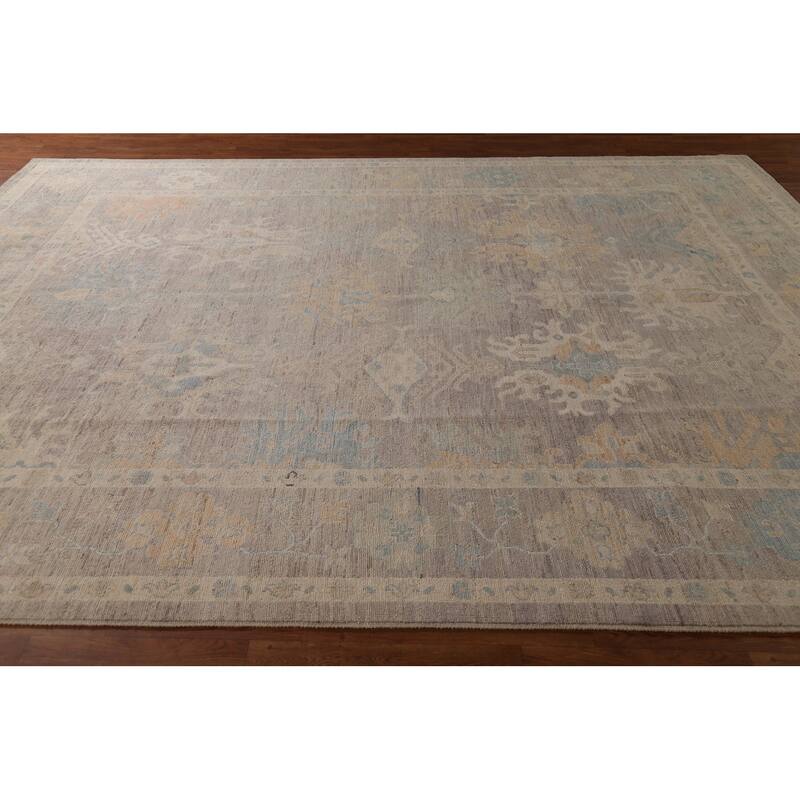 Earth Tone Oushak Vegetable Dye Turkish Area Rug Handmade Wool Carpet - 9'4"x 11'8"