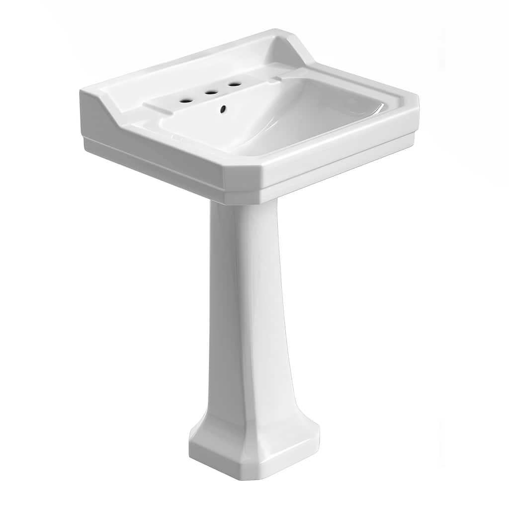Whitehaus B112L-P-3H Isabella 23-1/2" Rectangular Vitreous China