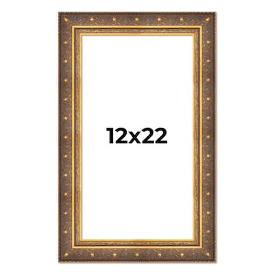 12x22 Frame Vintage Gold Solid Wood Picture Frame | 2.5 Inch Moulding
