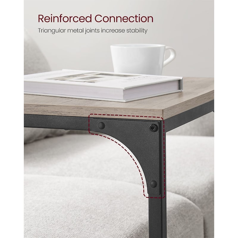 Steel Particleboard C Shaped Side Tables Set of 2 Slim Design for Small Spaces - 15.7" x 11.8" x 24.4"