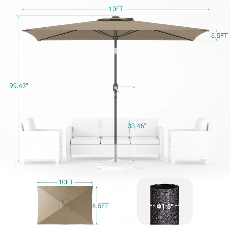 Bonosuki 10 x 6.5ft Patio Rectangular Umbrella with Tilt and Crank