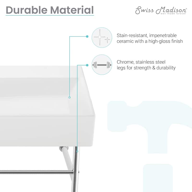Charme 36 Ceramic Console Sink White Basin Chrome Legs - 35.45" x 16.35" 35.45"