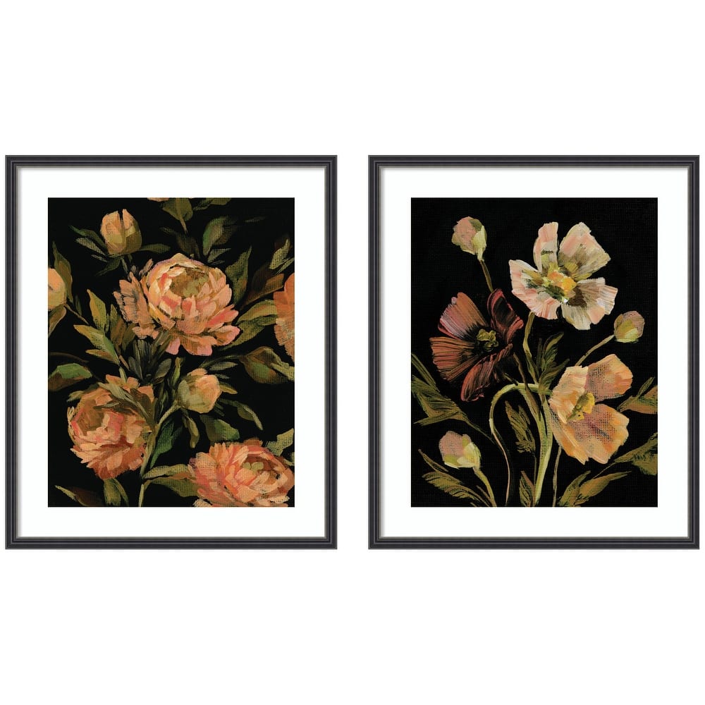 Kate and Laurel Moody Floral 3 & 5 2 Piece Framed Wall Art Print Set by Annie Quigley