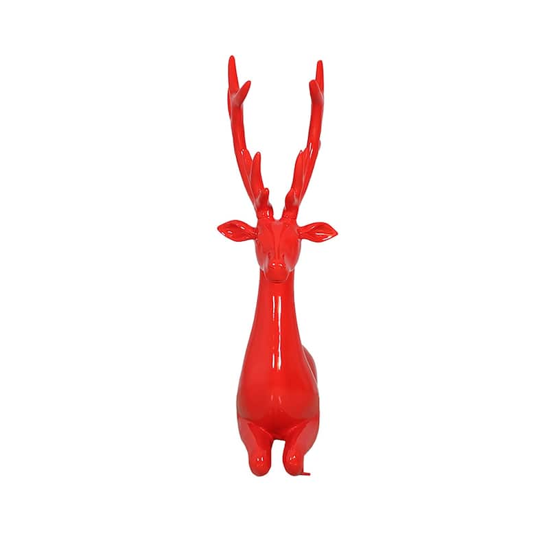 Commercial Fiberglass Sitting Reindeer Outdoor Christmas Decoration - 54" - Red