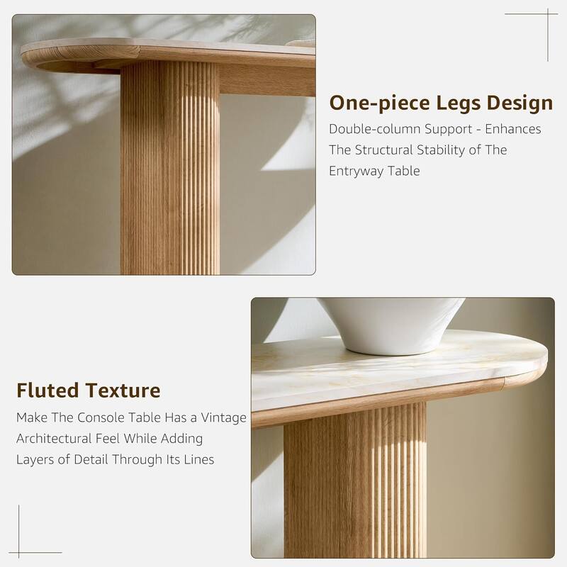 63" Modern sofa, Entryway Table, Sofa Table with Fluted Bases