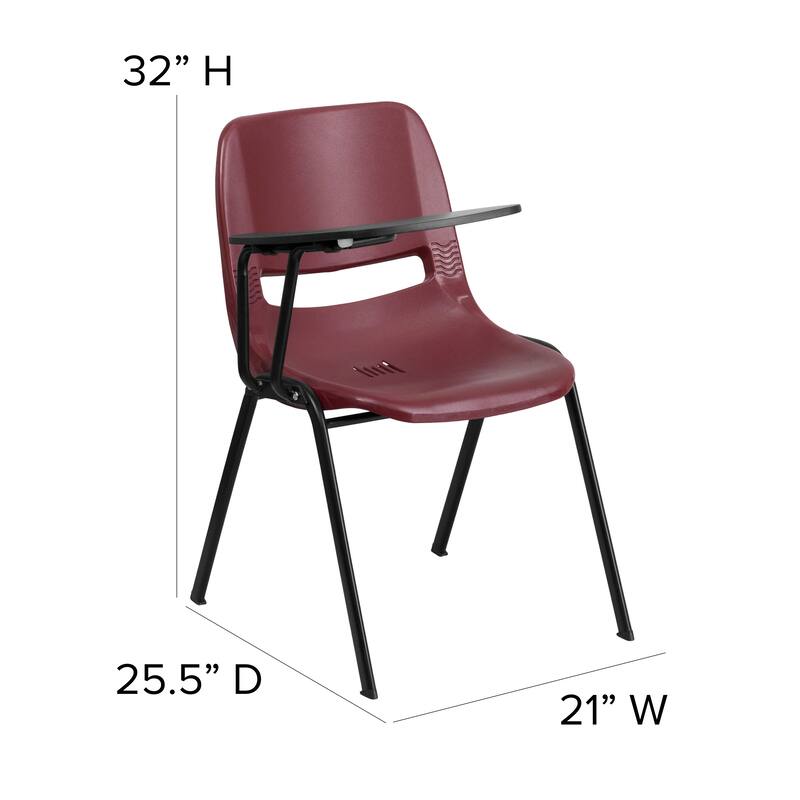 Ergonomic Shell Chair with Right Handed Flip-Up Tablet Arm