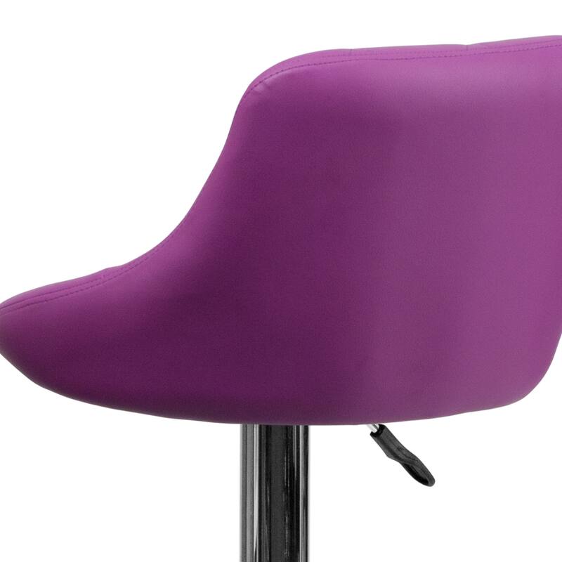 Diamond Pattern Vinyl Bucket Seat Adjustable Barstool - 18.5"W x 19"D x 33.25" - 41.75"H