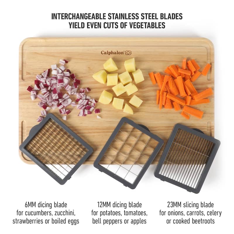Calphalon Aero 8 in 1 & 5 in 1 Vegatebale Chopper and Dicer, Food Chopper with Container