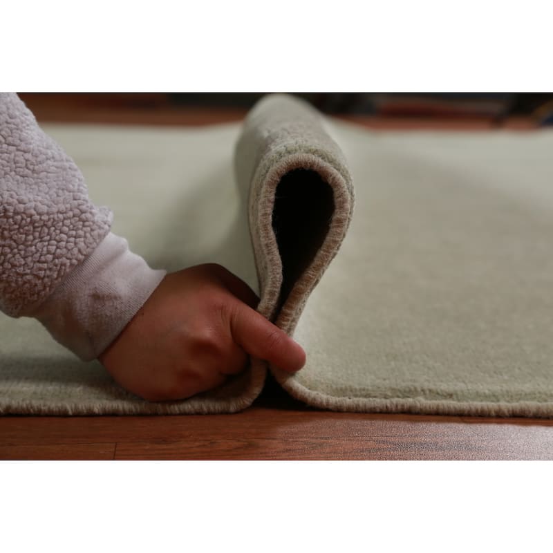 Hand Knotted Oriental 100% Wool Carpet Modern Solid Green Gabbeh Area Rug - 12' 7'' X 10' 1''