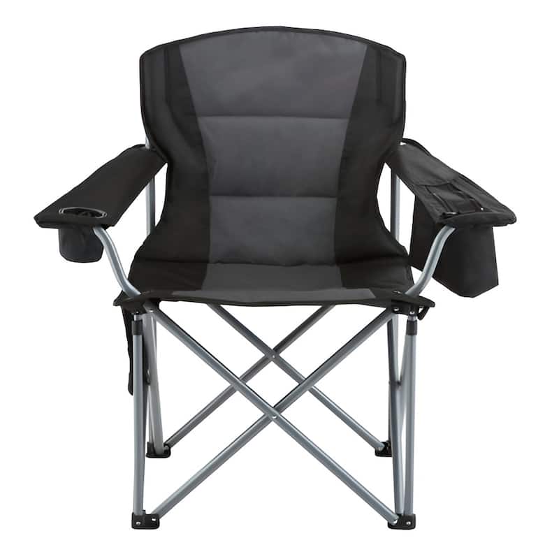 Black Steel Oxford Camping Folding Chair 350lb Foldable Seat with Storage Bags - 24.8" L x 38.58" W x 38.98" H - Black