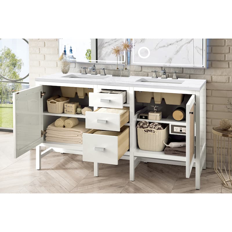 James Martin Vanities Addison 60" Double Vanity, Glossy White