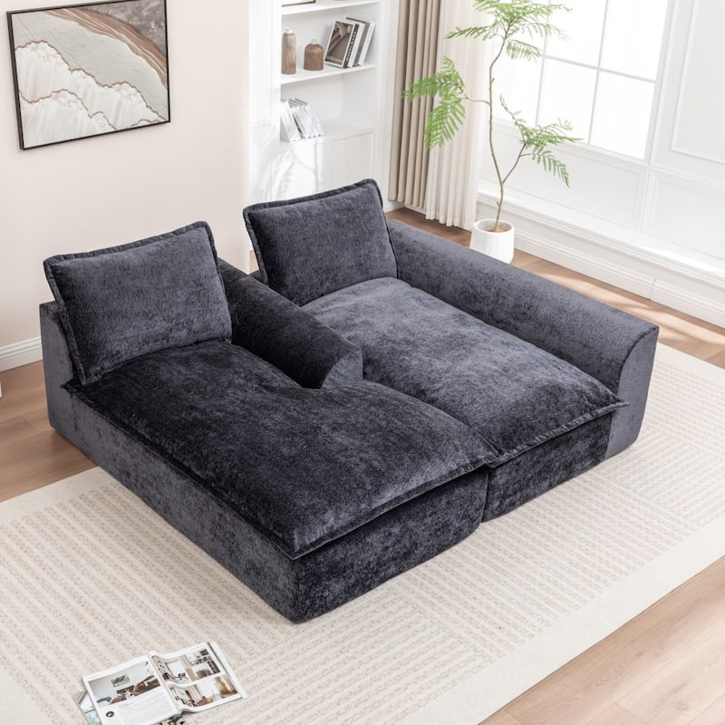 103.15" Modern Chenille Boneless Sectional Sofa with Chaise