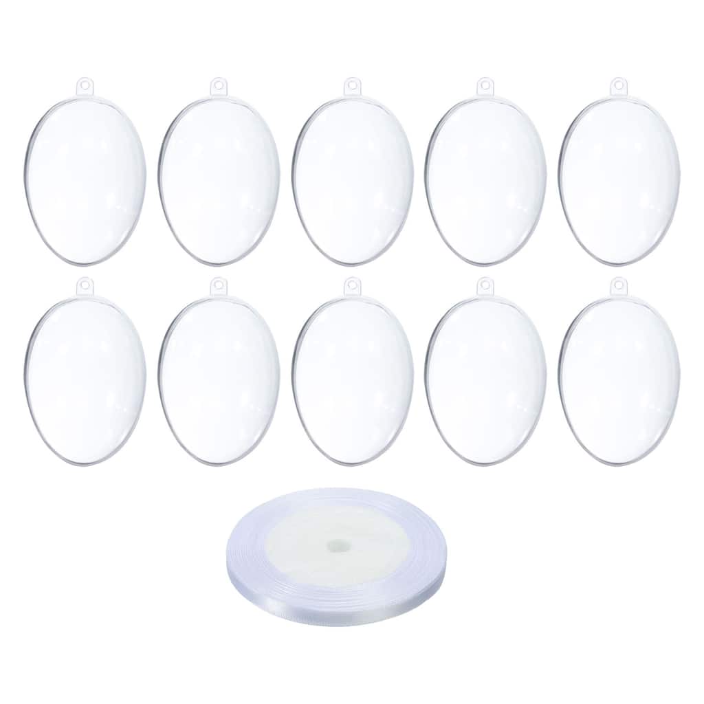 Clear Plastic Ornament Balls, 10Pcs Oval Decorations Hanging Ball