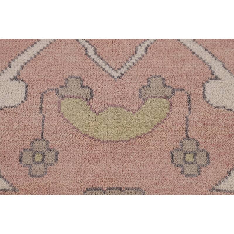 Pink & Ivory Oushak Oriental Large Area Rug Hand-Knotted Wool Carpet - 10'0" x 13'9"