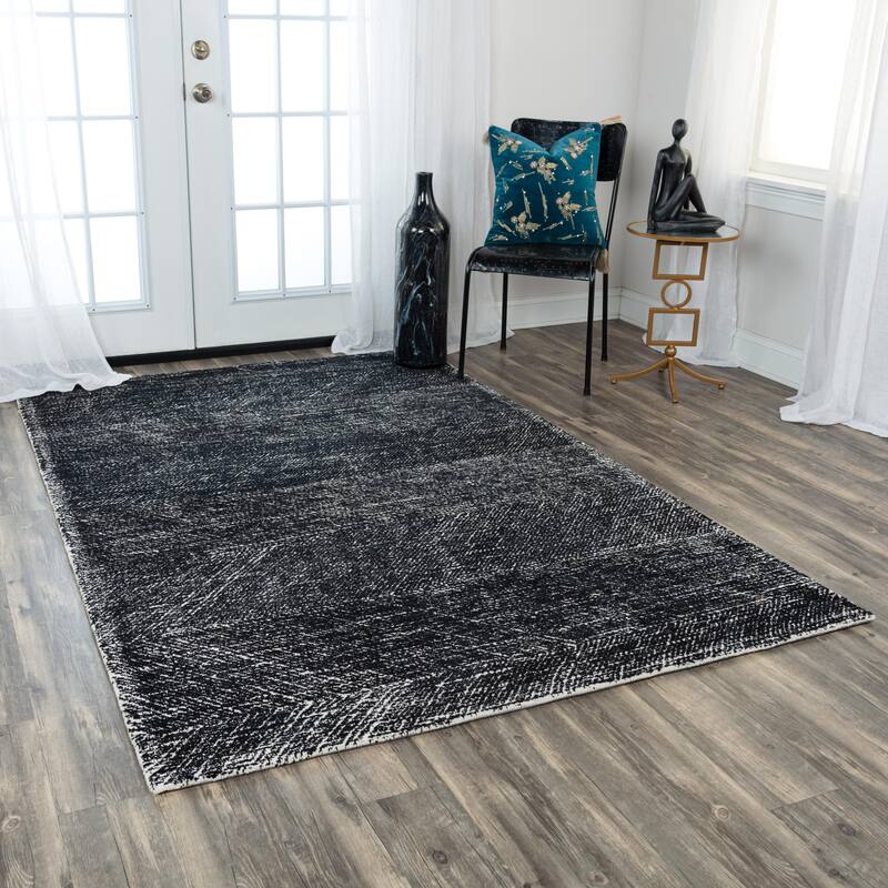 Alora Decor Trace Black and Ivory Geometric Hand-tufted Wool Rug