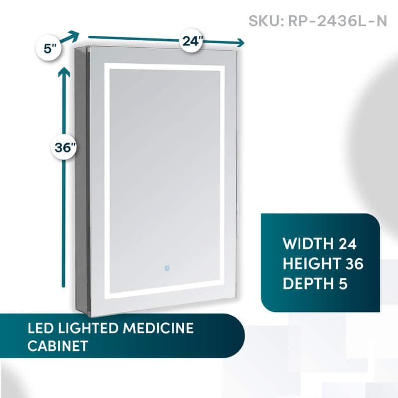 AQUADOM Royale Plus 24W Bathroom Led Lighted Medicine Cabinet Defogger, 3X LED Adjustable Magnifying Mirror, Electrical Outlets.