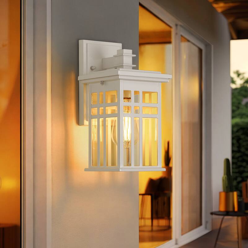 Modern Farmhouse Outdoor Wall Light with Clear Glass for Front Porch