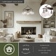 preview thumbnail 2 of 9, Avondale 25.5-in Satin Nickel and Wood Farmhouse 5 Light Chandelier Dining Room Hanging Fixture