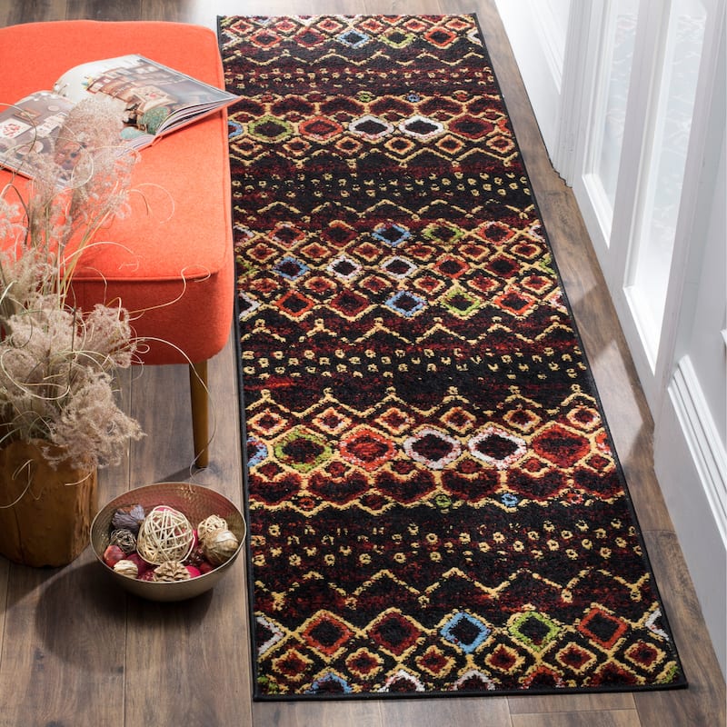 SAFAVIEH Amsterdam Bridget Moroccan Boho Rug - 2'3" x 8' Runner - Black/Multi - Runner