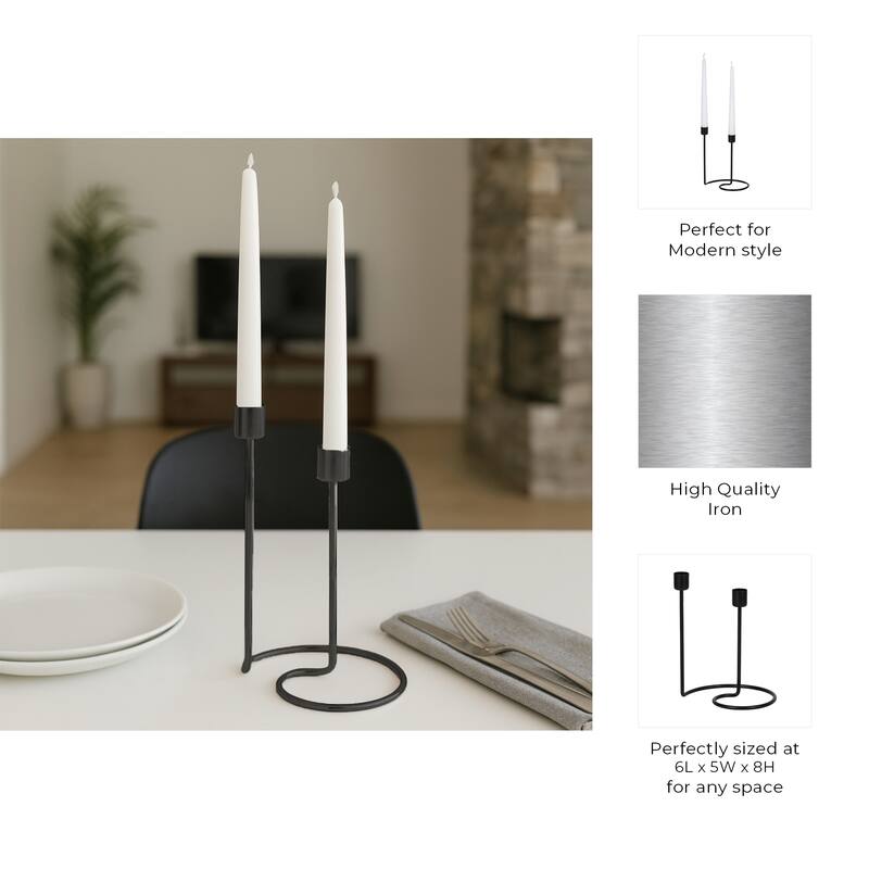 Metal Modern Swirl 2-Taper Candle Holder
