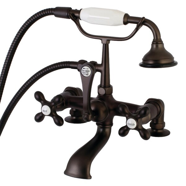 Kingston Brass AE209T Vintage Deck Mounted Clawfoot Tub Filler with Built-In Diverter and Metal Cross Handles