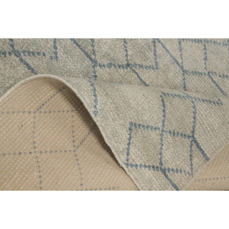 Hand-knotted Modern Wool Grey Geometric Area Rug Oriental Carpet - 7' 11'' X 4' 11''