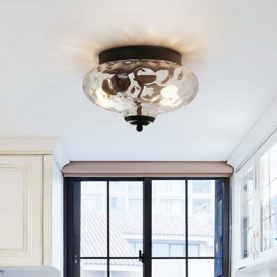 2 - Light Mid-Century Modern 10.23'' Glass Simple Urn Flush Mount