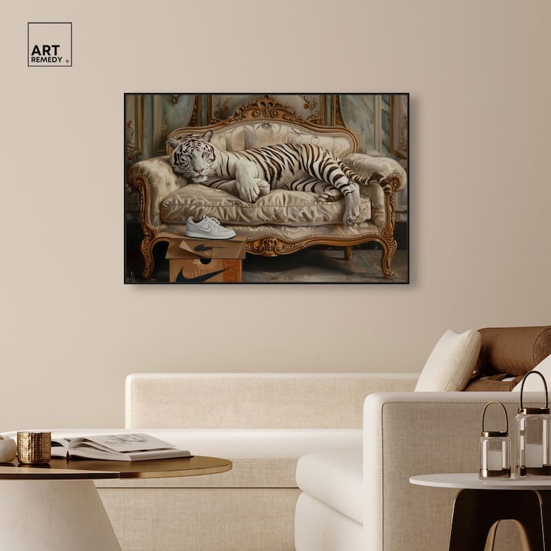 Lounging Sneaker Tiger Canvas by Art Remedy