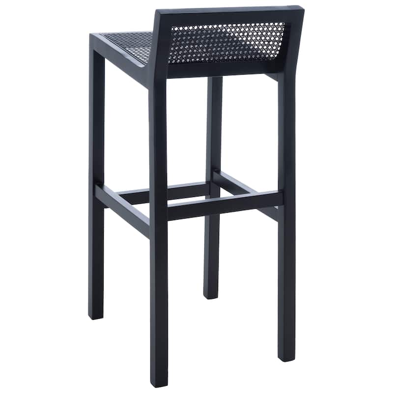SAFAVIEH Crete Low Back Cane Bar Stool - 16" W x 20" D x 38" H - 16Wx19Dx37H