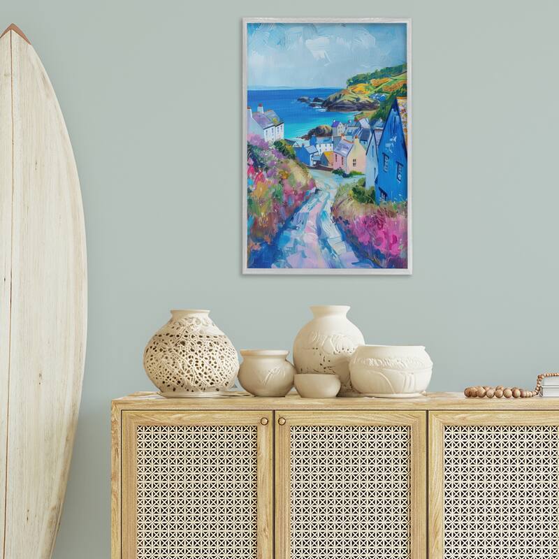 Stupell Seaside Town Overlook Framed Giclee Art Design By LSR Design Studio