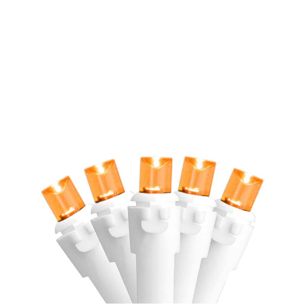 LED Wide Angle Christmas Lights - Orange - 16.25' White Wire - 50ct