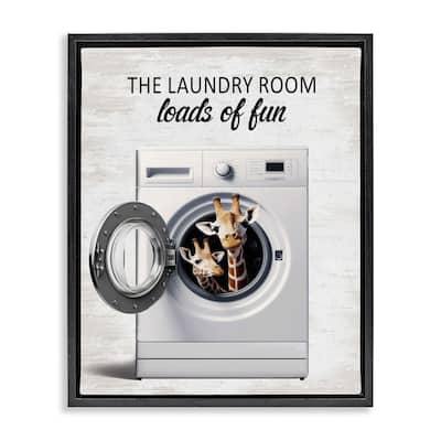 Stupell Giraffes & Laundry Load Framed Floater Canvas Wall Art Design By Lettered and Lined