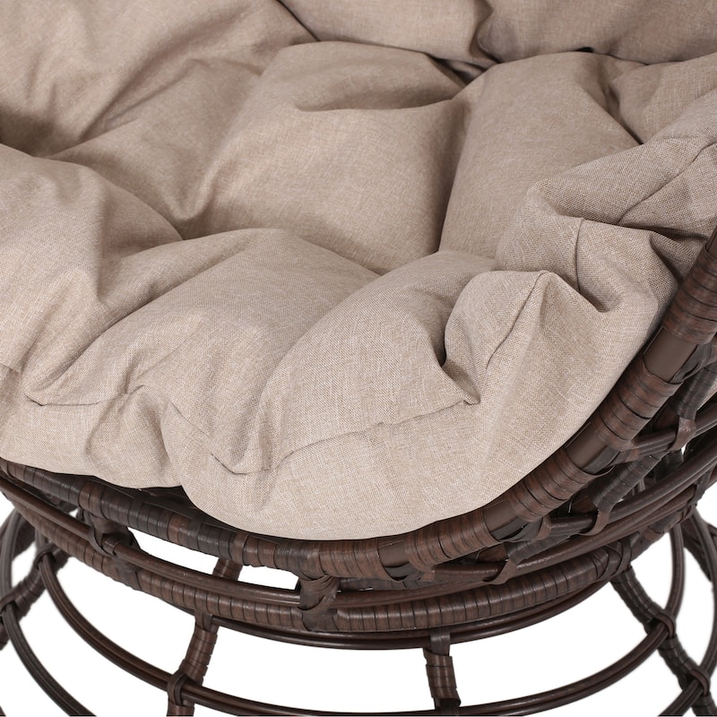 Swivel Egg Chair Basket Chairs Woven Accent Lounge Chair with Cushion