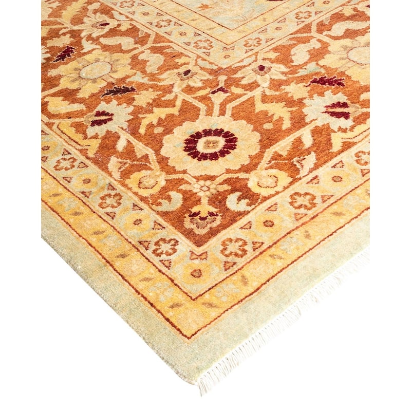 Overton Hand Knotted Wool Vintage Inspired Traditional Ottoman Beige Area Rug - 8' 1" x 10' 4"