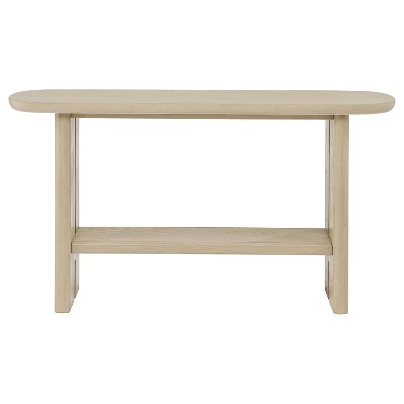 Kailani Coastal Sofa Console Table with Shelf Beige Oak