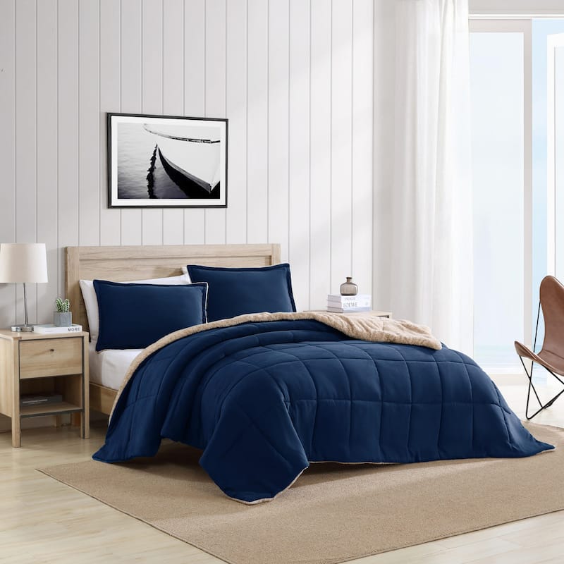 Nautica Beckett Microsuede Reversible Navy Comforter Set