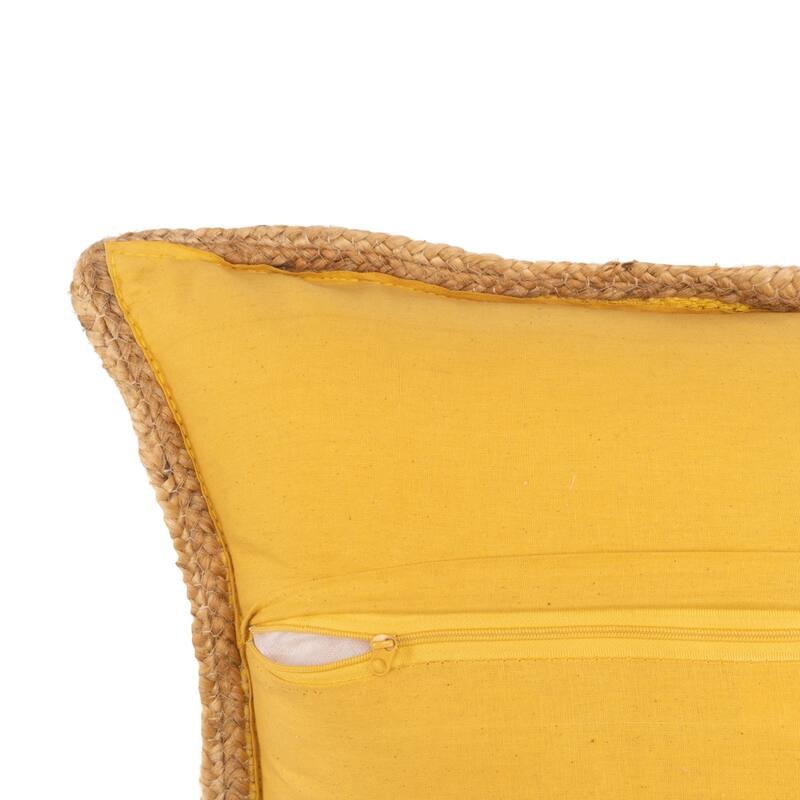 Handwoven Flanged Bordered Square Throw Pillow Cover - 20" - Yellow and Brown