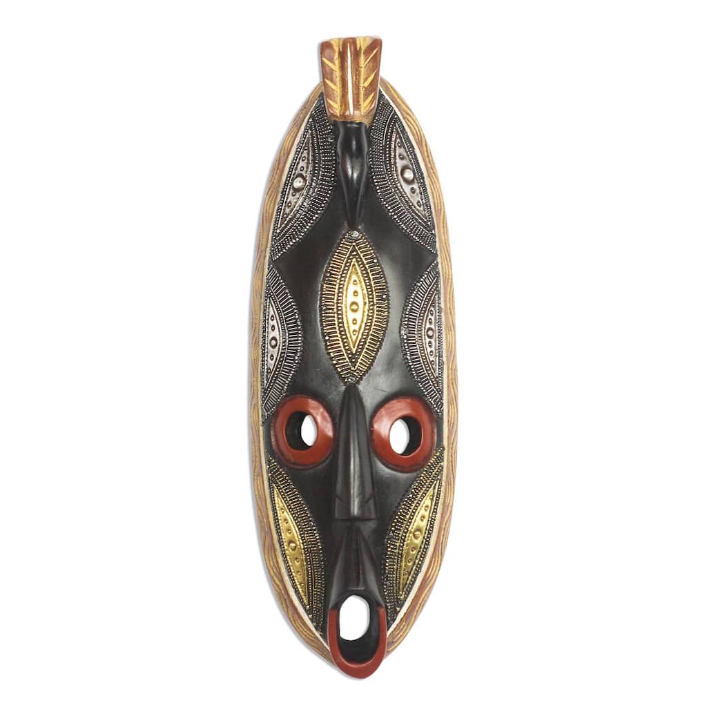 Handmade Perched Bird African wood mask (Ghana)