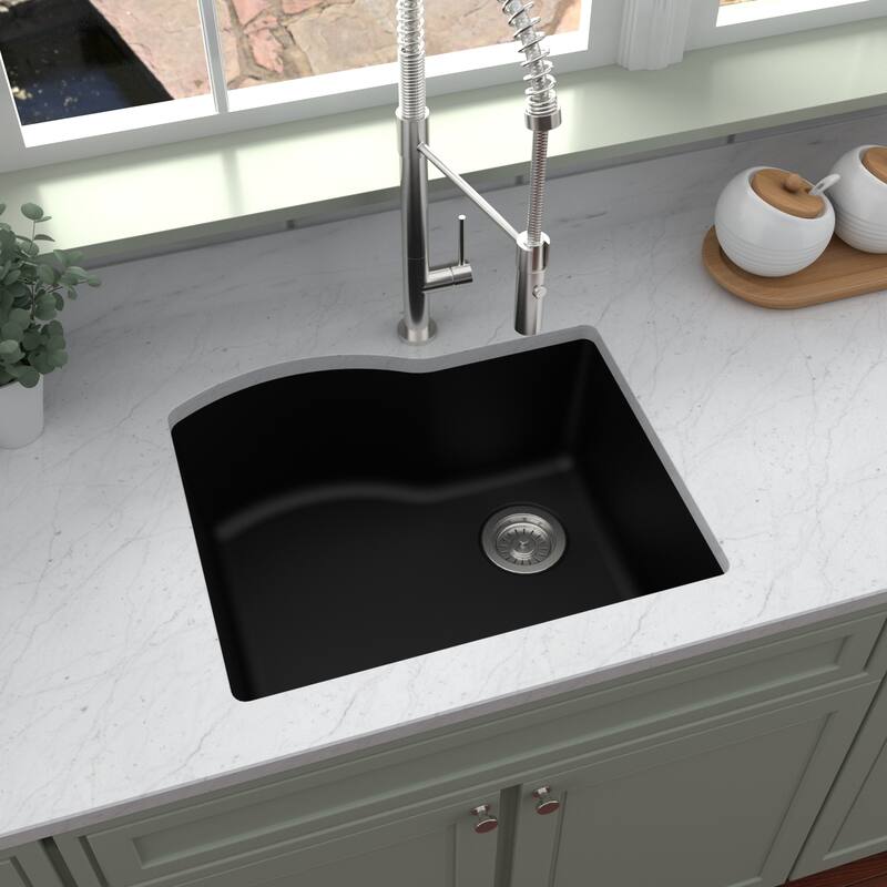 Karran Undermount Quartz 24 in. Single Bowl Kitchen Sink Kit