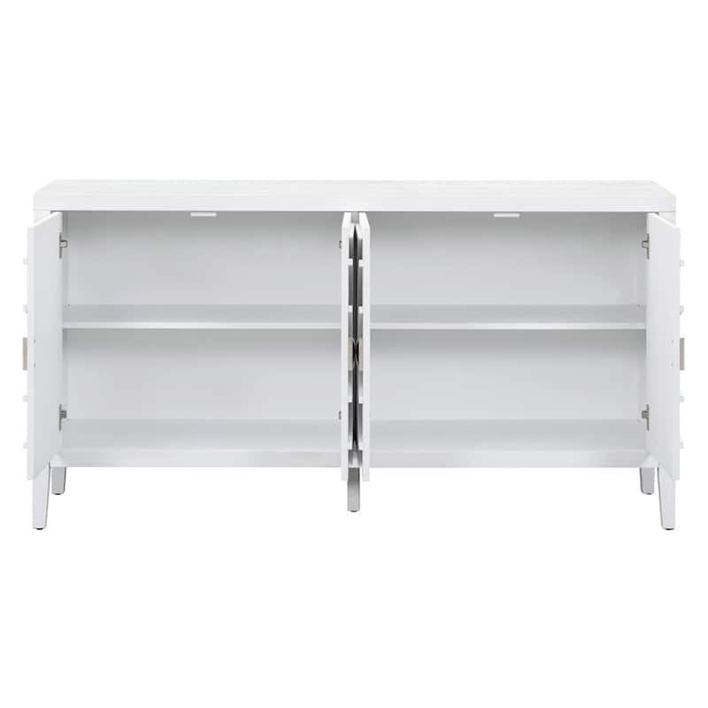 Retro Sideboard with Circular Groove Design Metal Handle