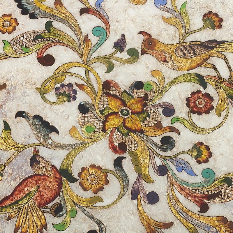 Novica Handmade Birds Of Dawn Reverse-Painted Glass Tray